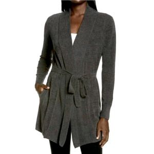 NEW Barefoot Dreams CozyChic Ultra Lite Drape Rib Cardigan w/Attached Tie Belt